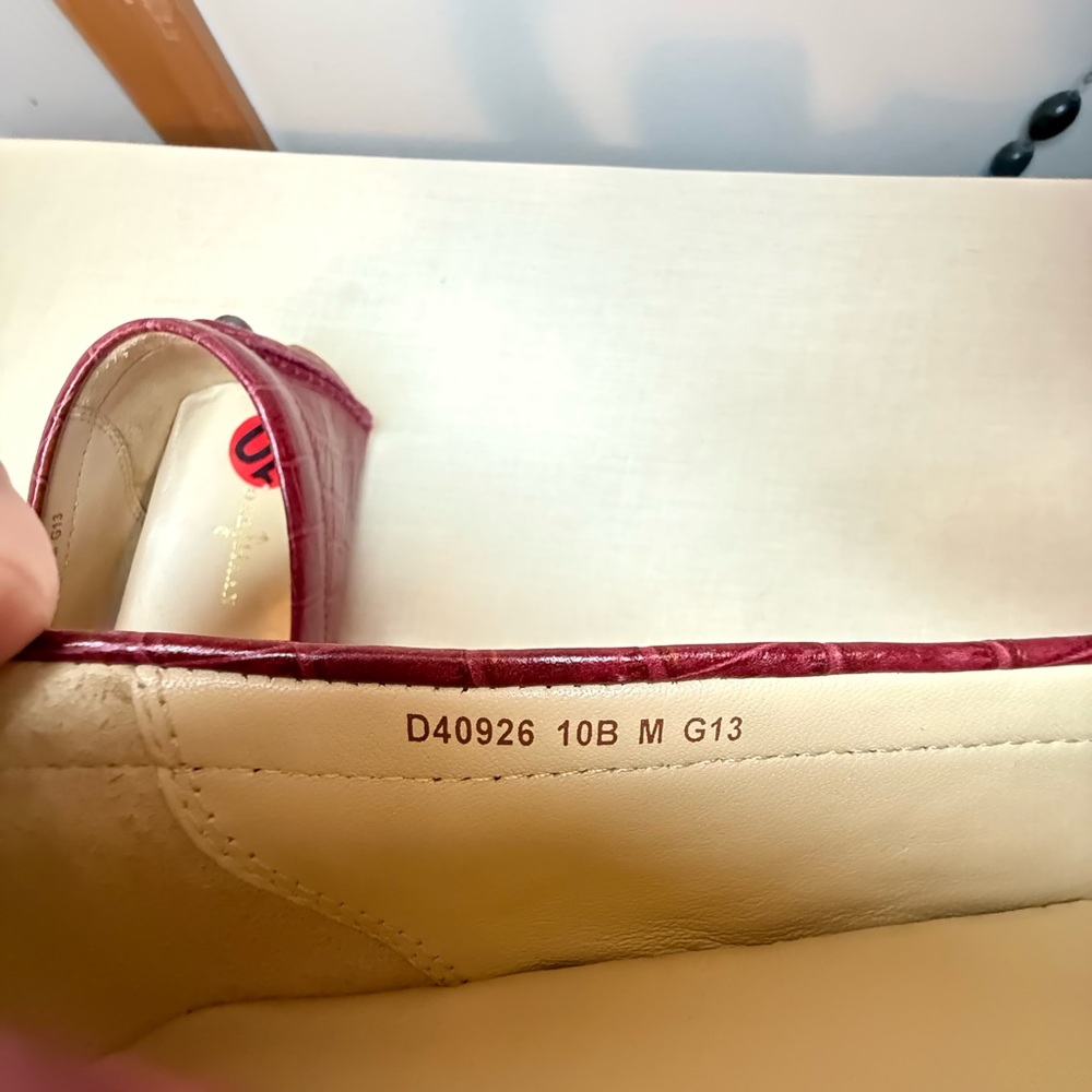 Cole Haan Red Leather Croc-Print Driving Penny Loafers - Size 10 - Picture 7 of 7